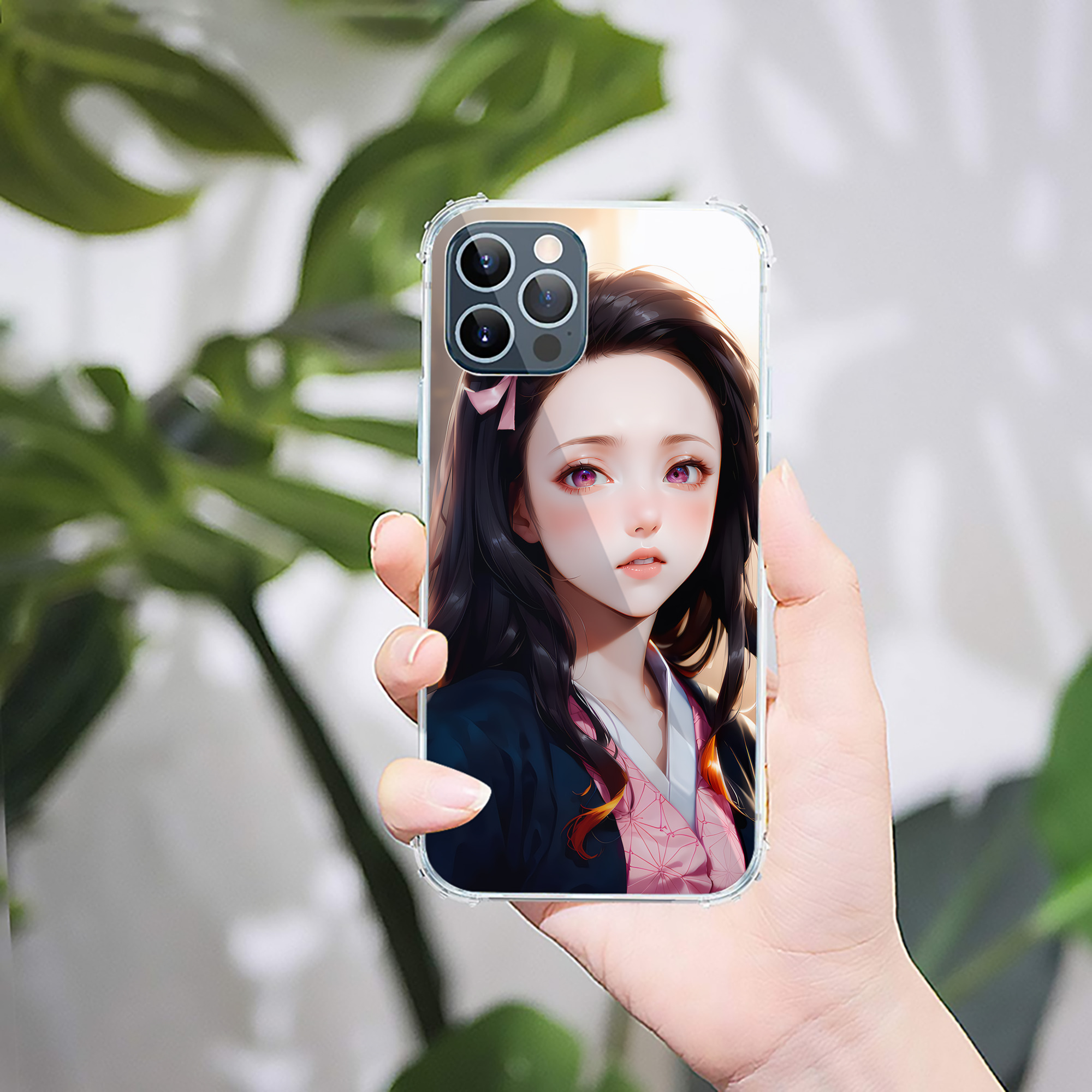 （画像用） 鬼滅の刃（きめつのやいば）竈門 禰󠄀豆子／かまど ねずこ Kamado Nezuko 【iPhone 12シリーズ対応】透明スマホケース（クリアソフトケース）